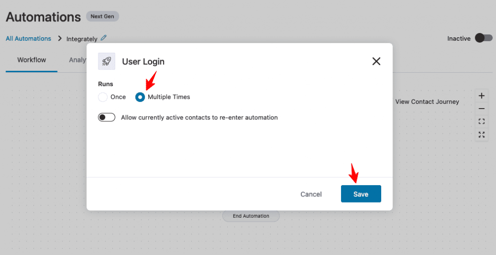 Configure this event here and enable it to run multiple times