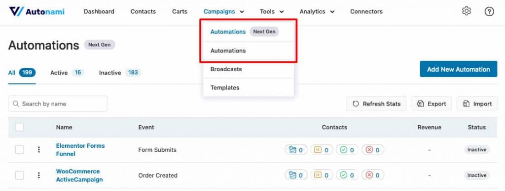 Feature 16: Backward Compatibility with the Previous Automation Builder 