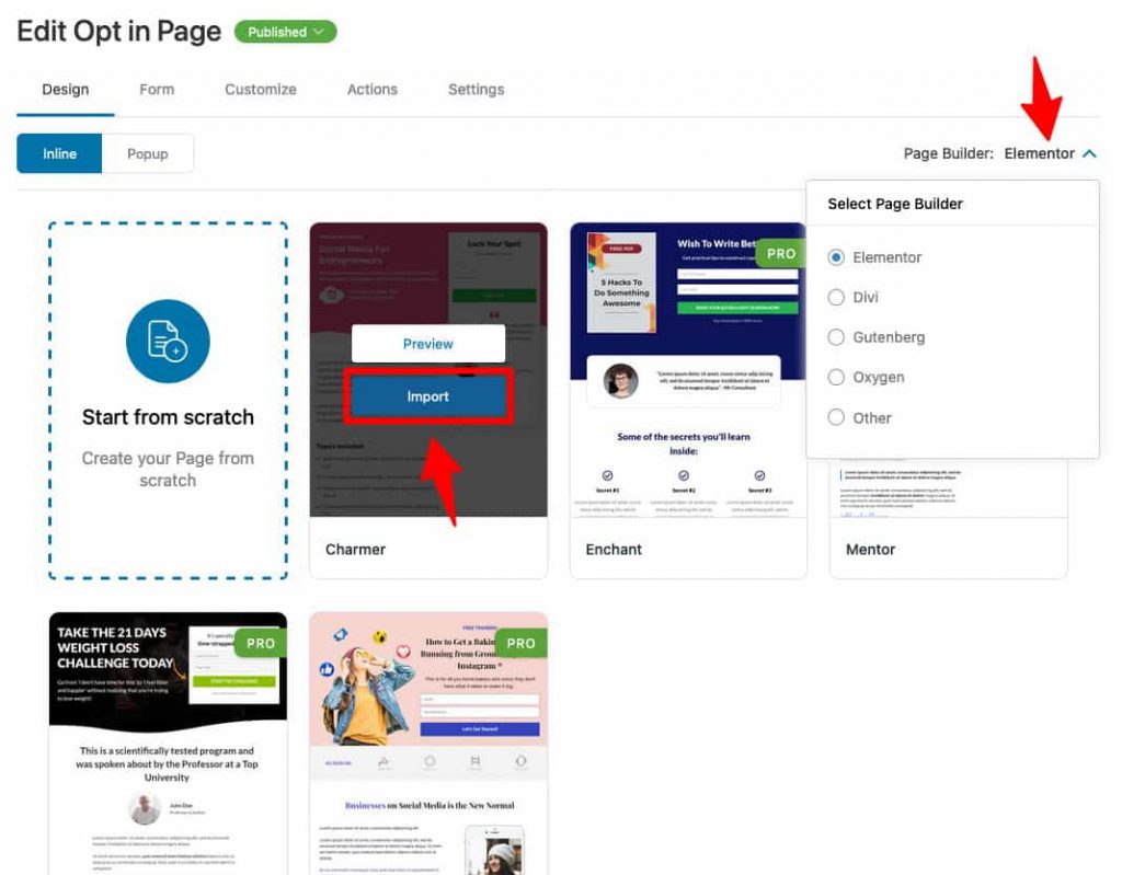 Import the opt in page template