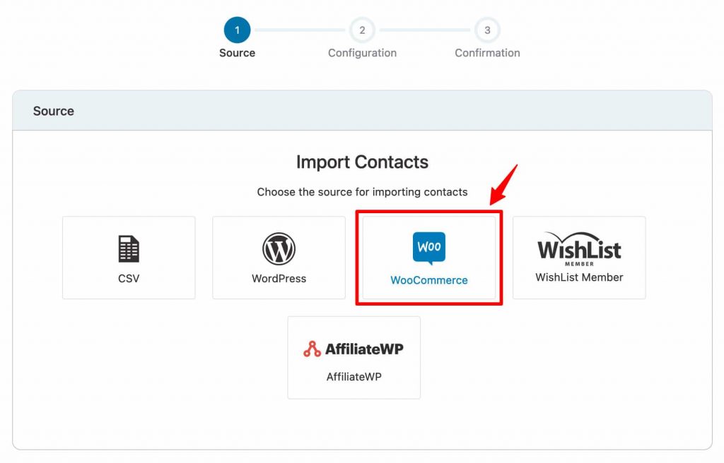 Import contacts from WooCommerce