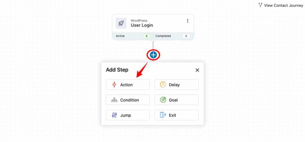 From the (+) icon, add Action to the workflow