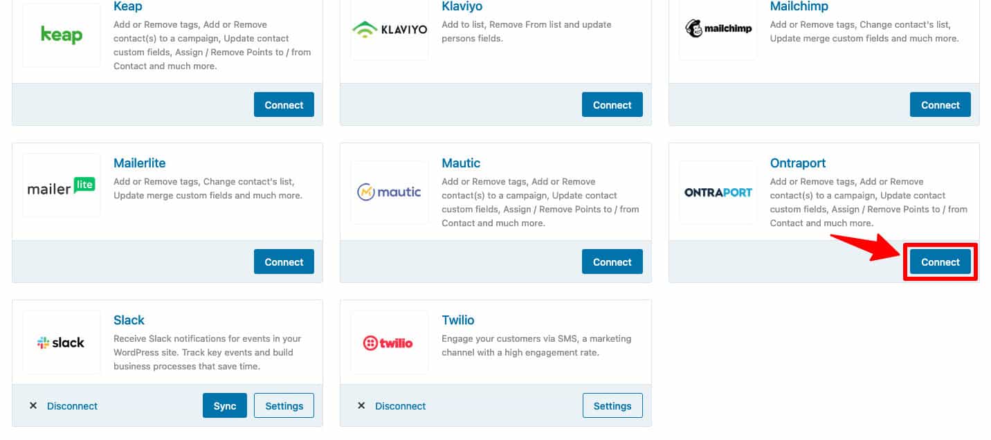 connect below the ontraport
