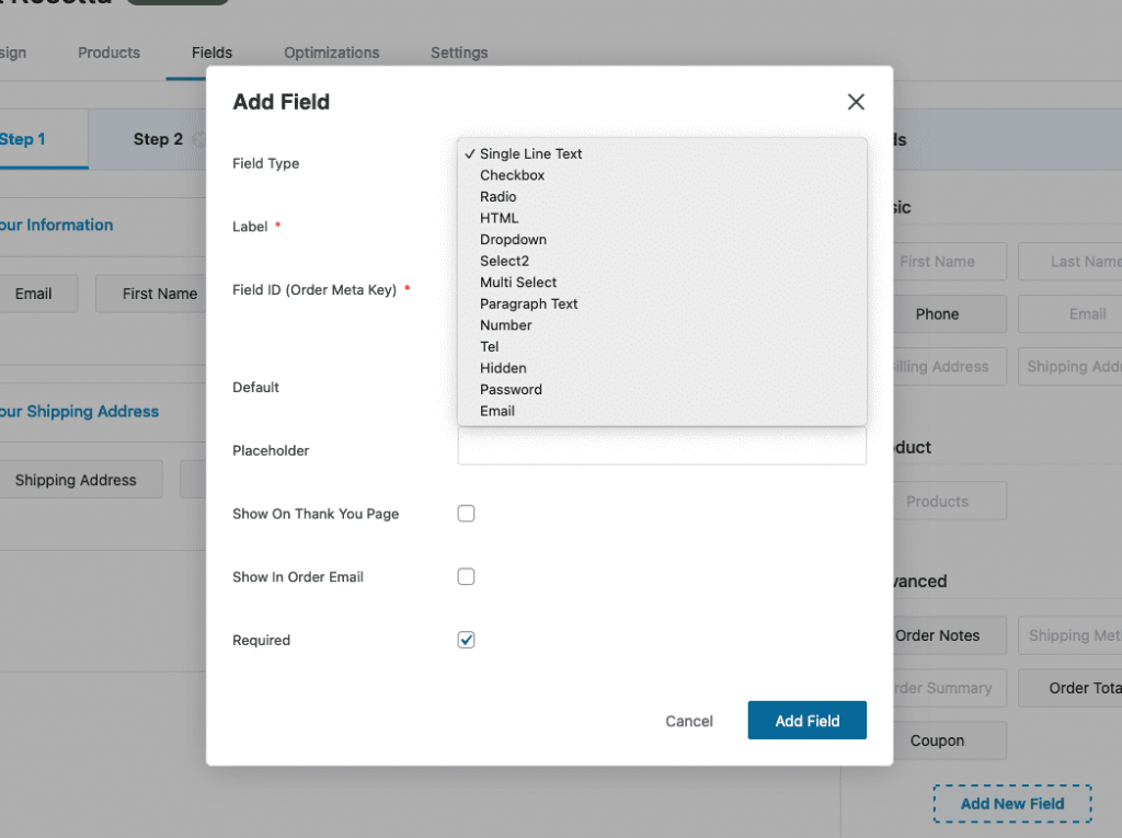 Create custom field with multi-select options to use with Forms