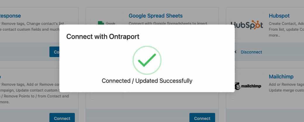 ontraport successfully connected