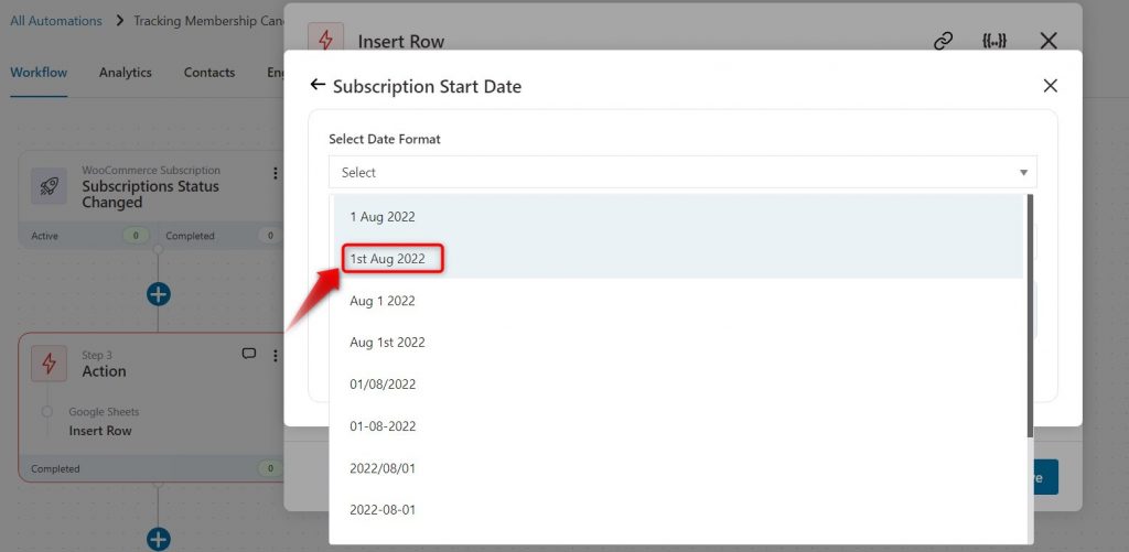 Configure the date in the format that you want and copy the created merge tag.