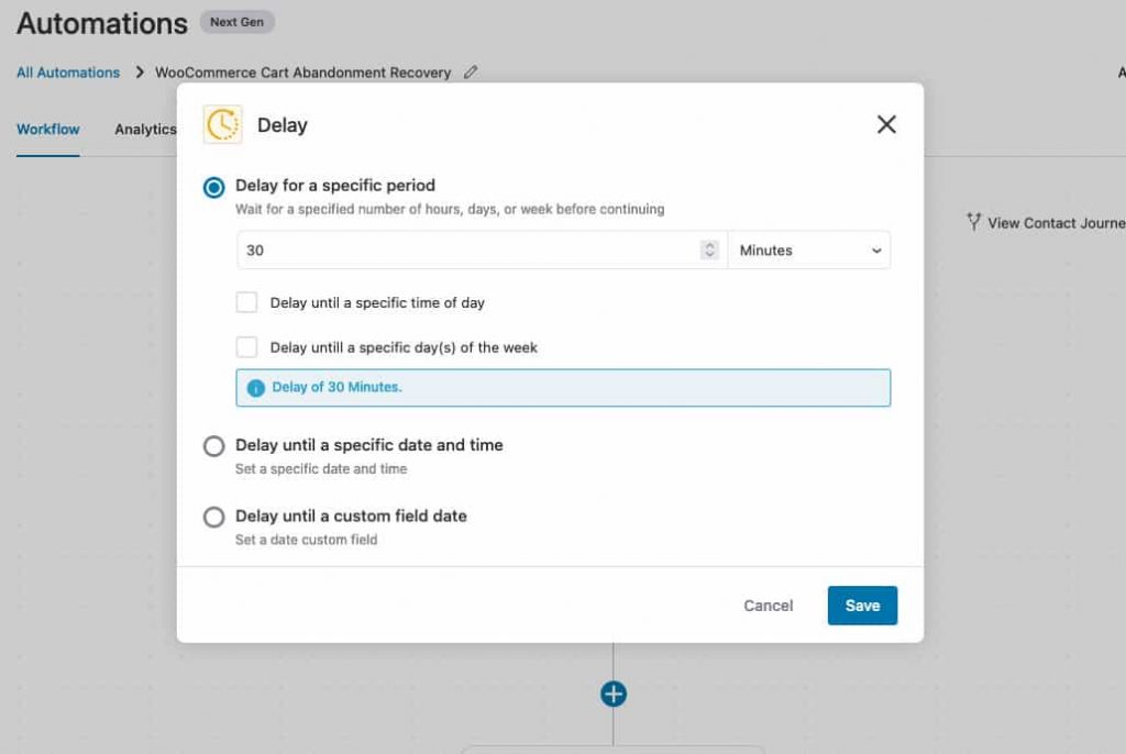 Configure delays in FunnelKit Automations