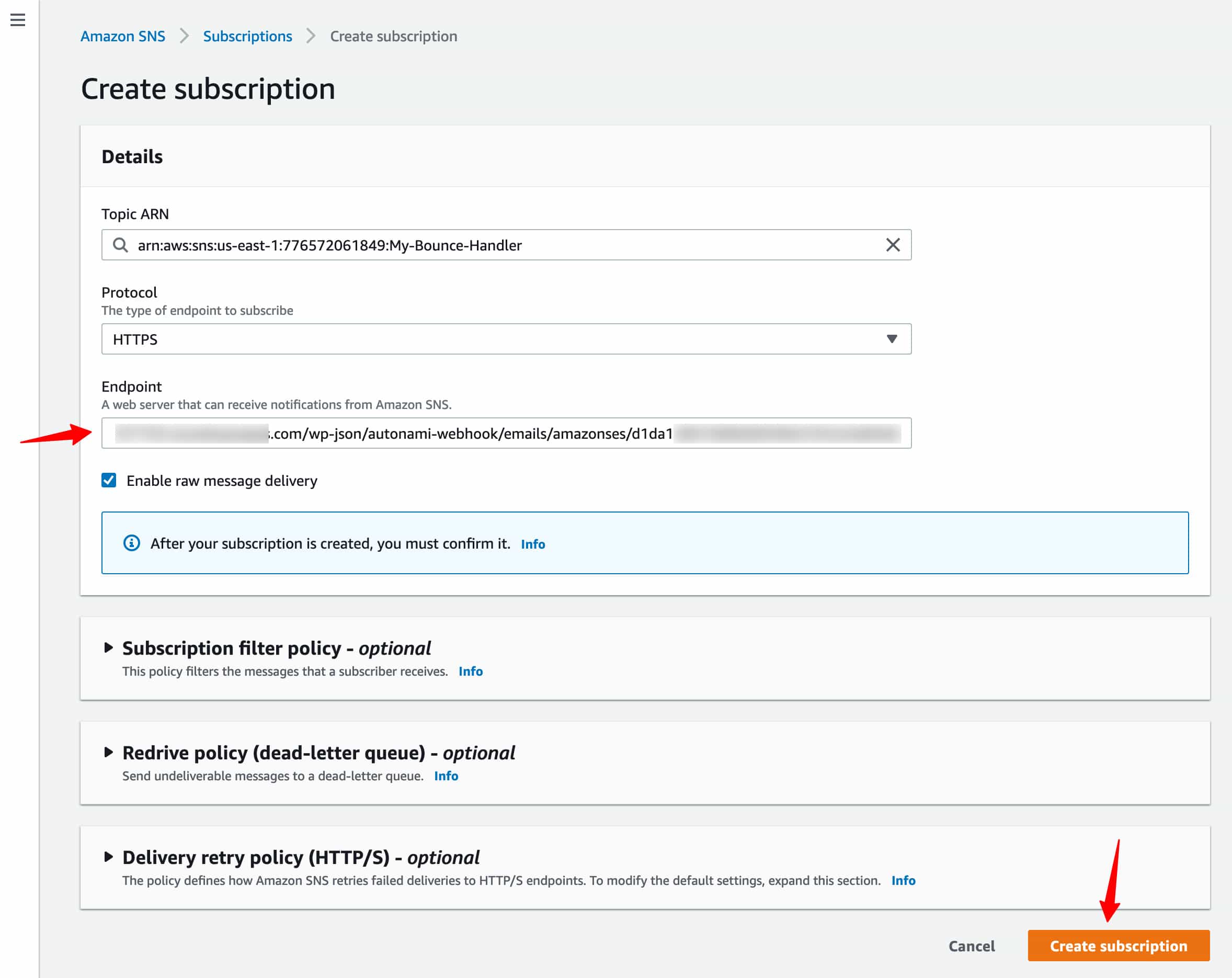 Paste the code into endpoint