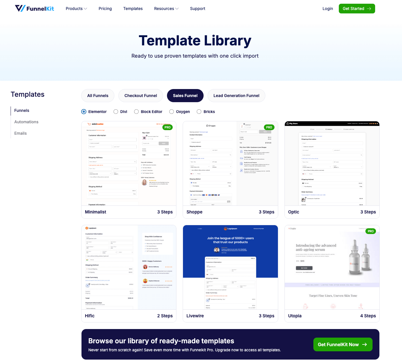 free prebuilt temaplte for sales funnel builder