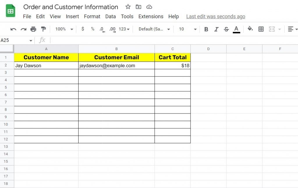 information in spreadsheet - order related woocommerce-google sheets integration