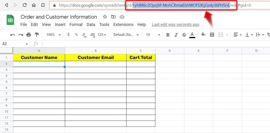 copying the sheet ID - order related woocommerce-google sheets integration