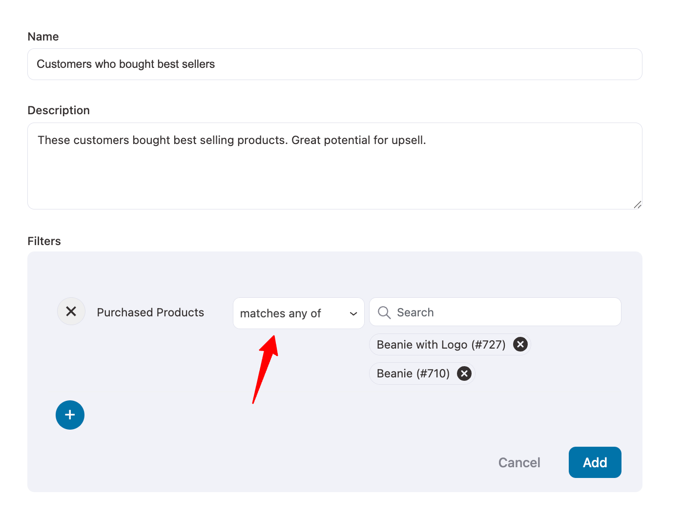 Adding products to your filter