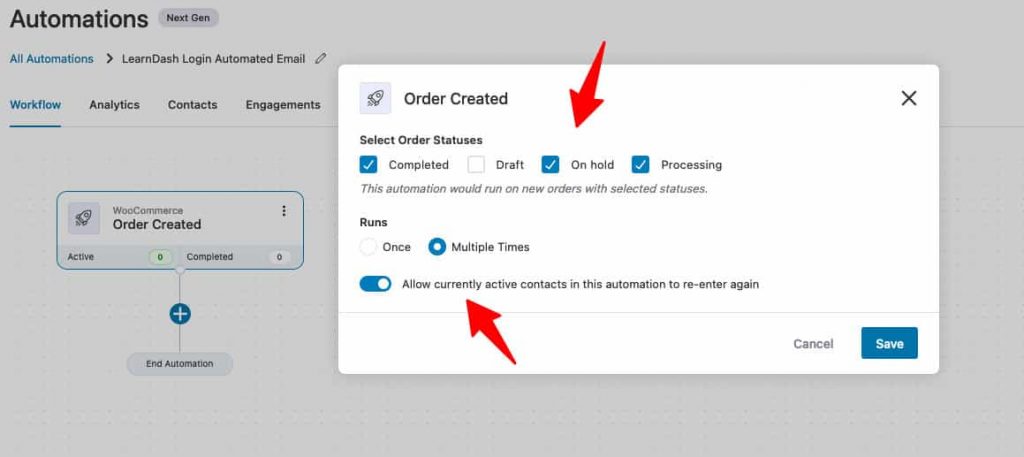 Configure the 'Order Created' event trigger