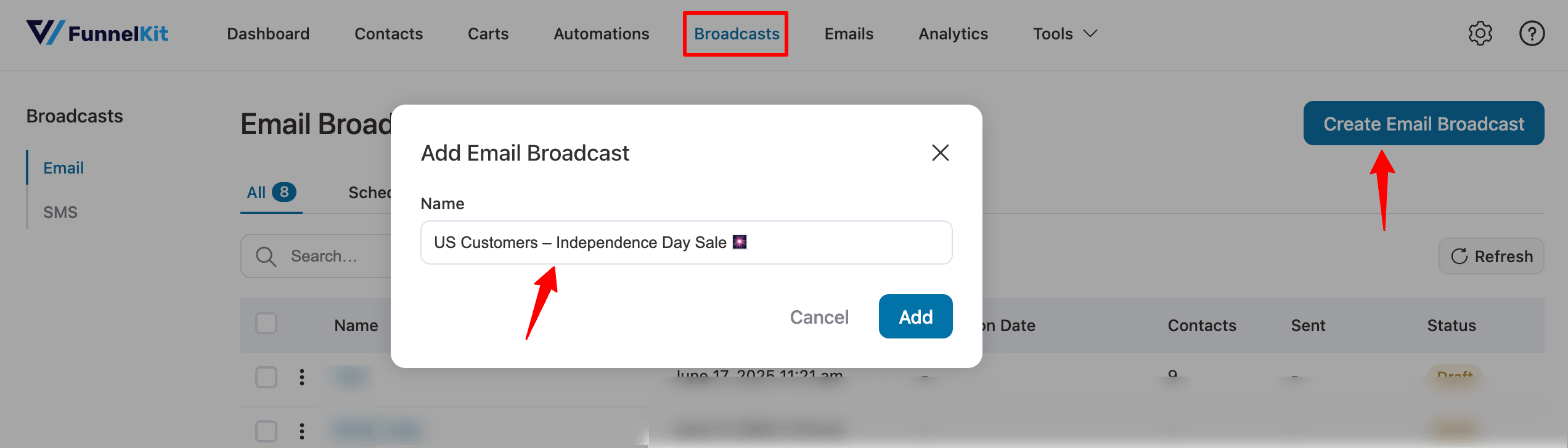 adding a new broadcast