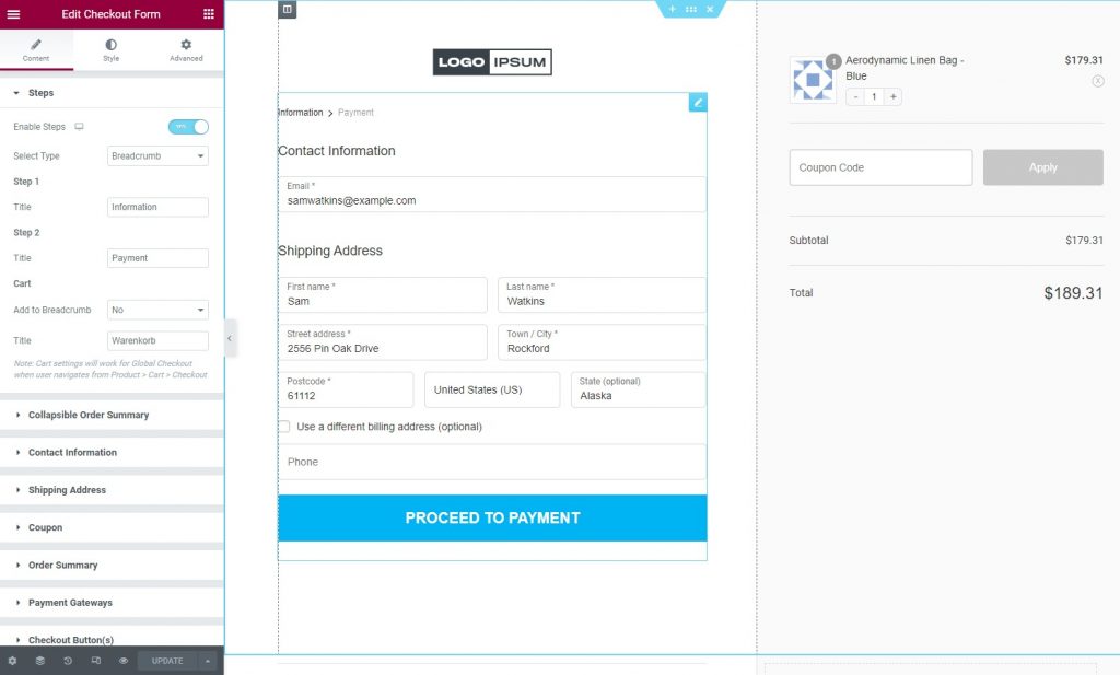 Customize the design of your global checkout page