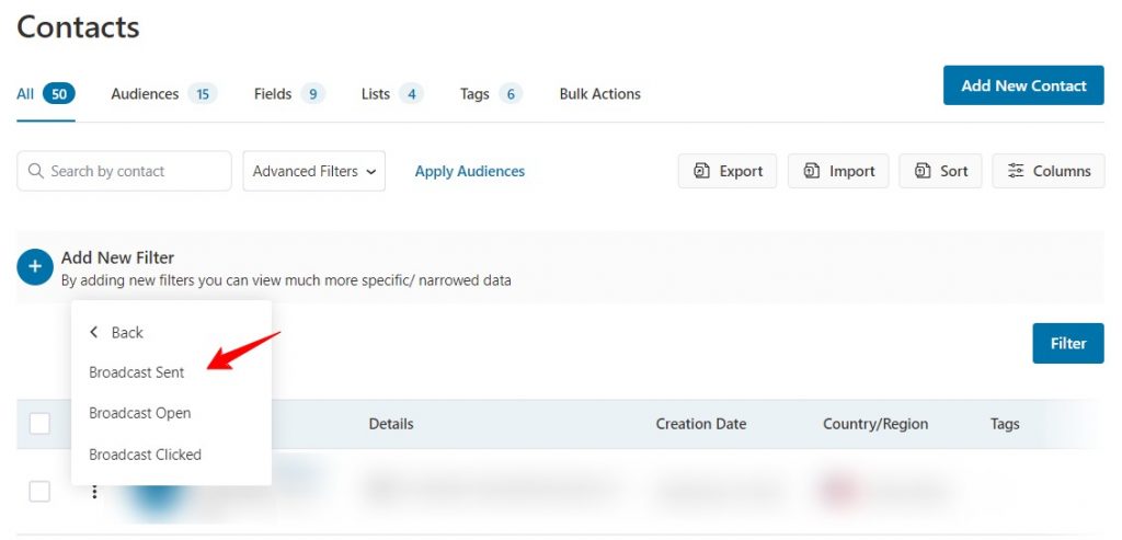 Filter contacts by Broadcast in FunnelKit Automations