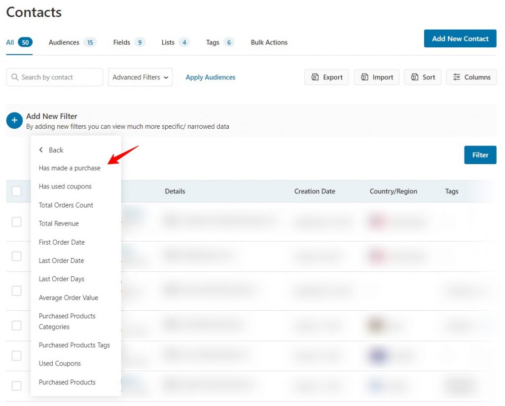 Filter contacts by WooCommerce in FunnelKit Automations