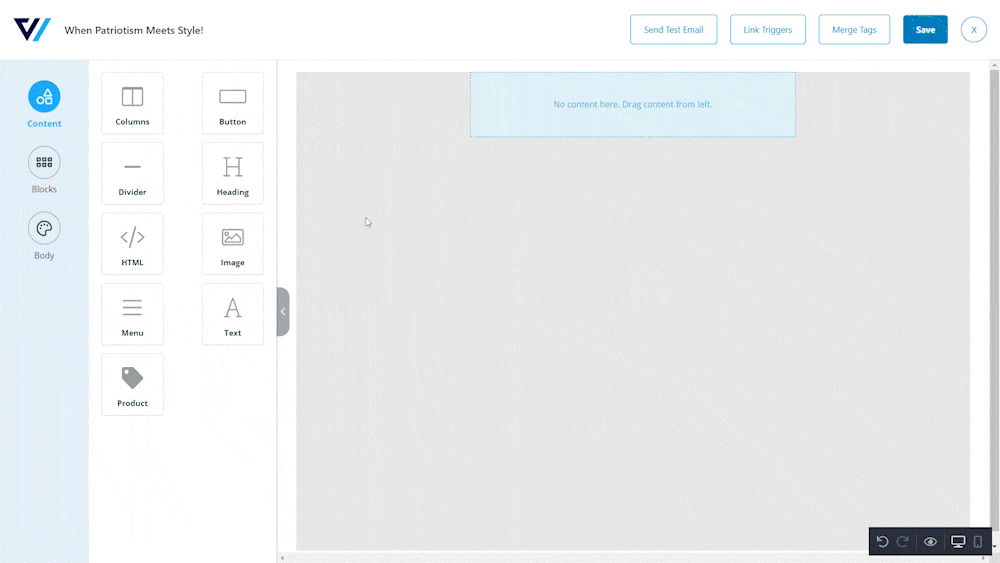 Adding content blocks and editing the email copy