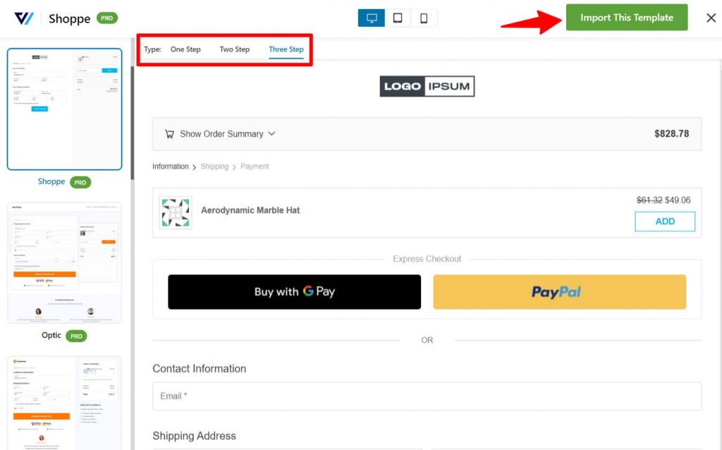 Select the steps on your woocommerce multi step checkout page