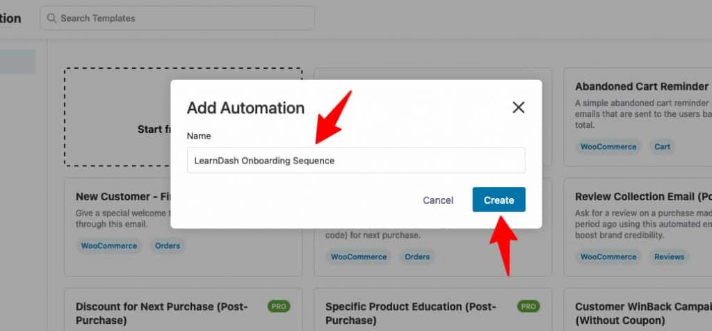 Name your automation and click on Create