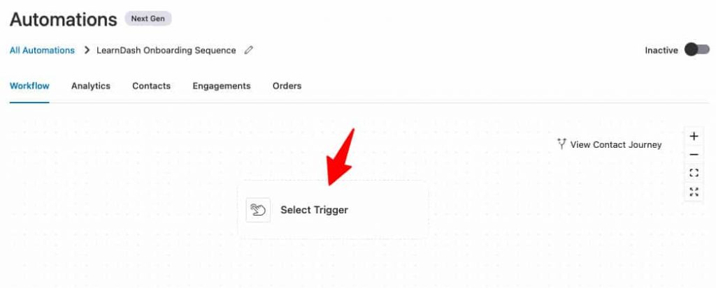 Select your trigger to set up learndash notifications