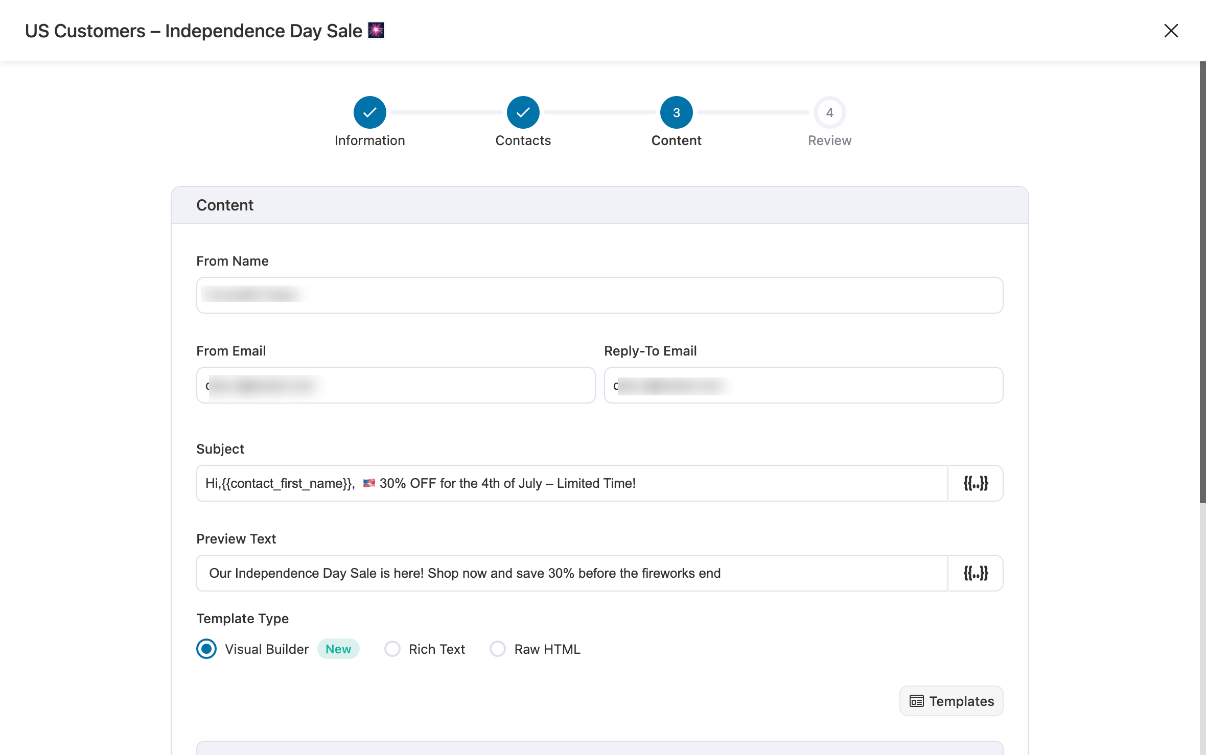 setting up the basic content for emails