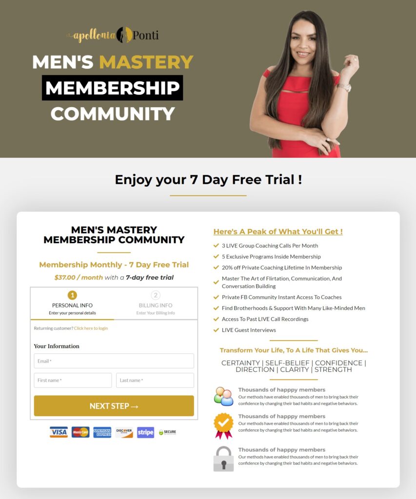 Membership Trial Landing Page with Embedded Checkout Form - Apollonia Ponti