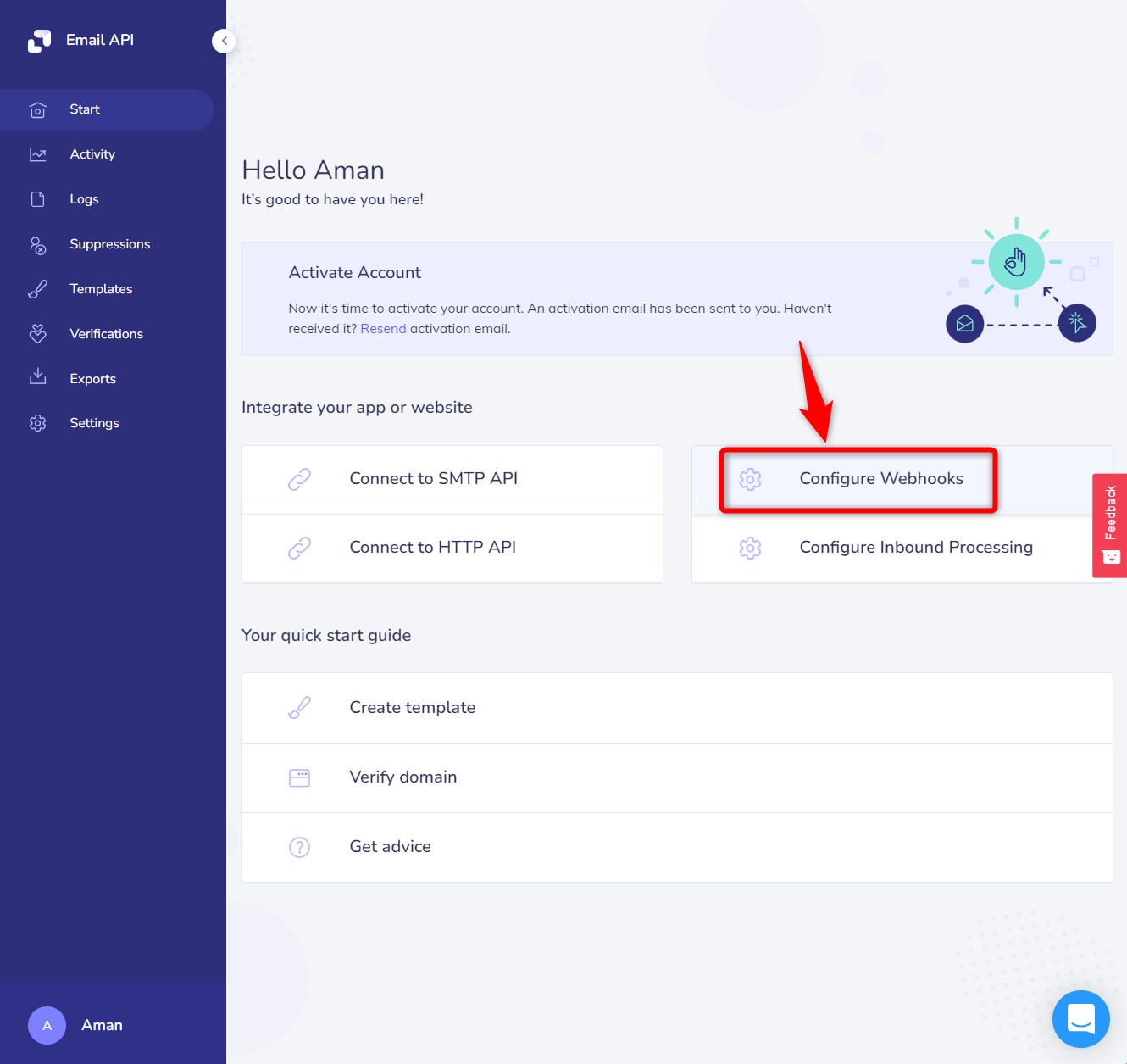 configure webhooks