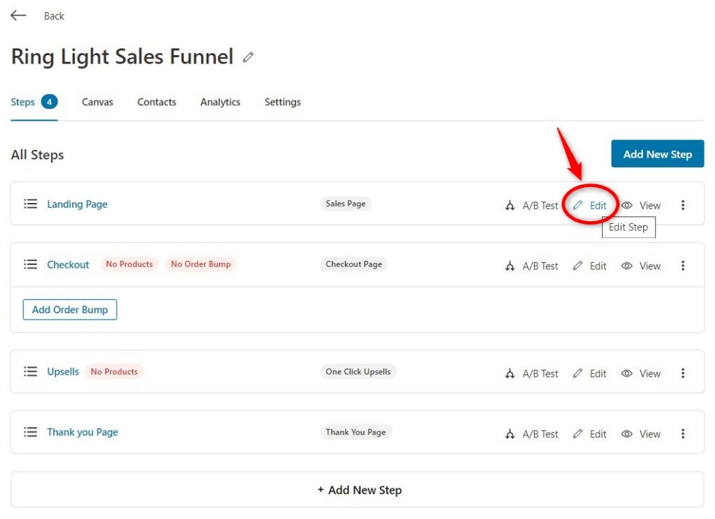 Edit the sales funnels