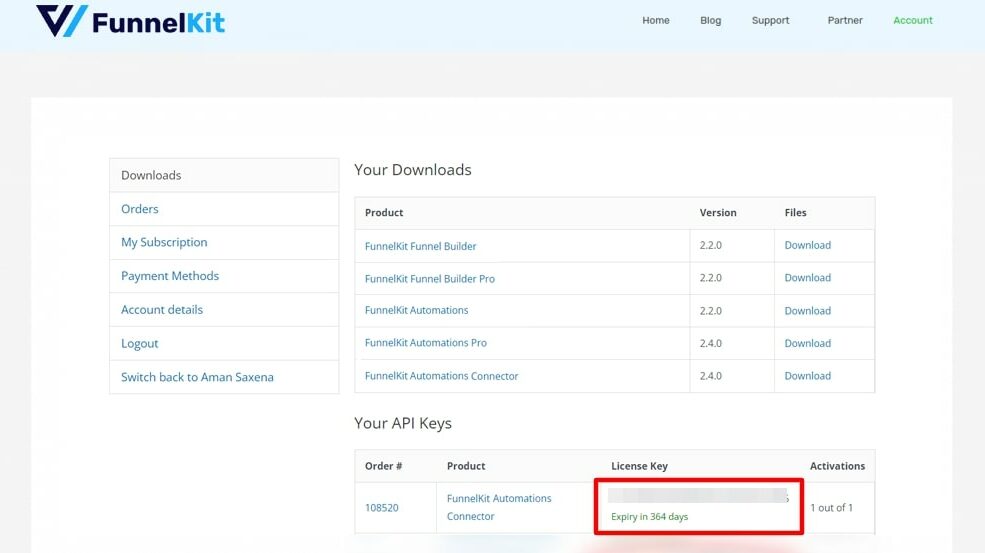 paste the license code of FunnelKit Automations