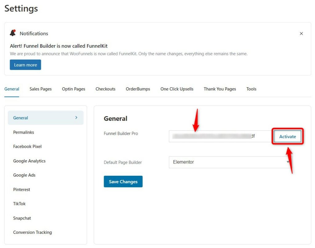 Activate the FunnelKit Funnel Builder Pro