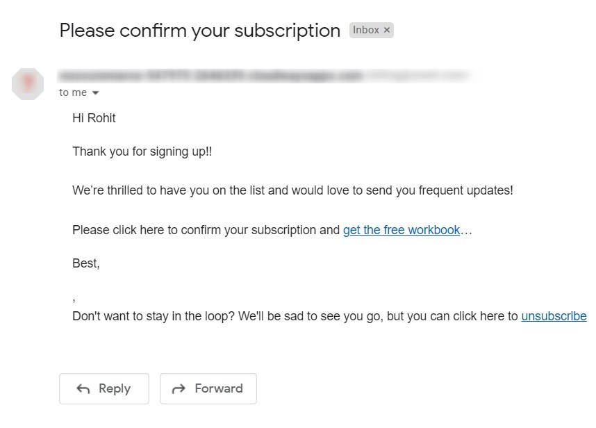 welcome email campaign - This is how the email will look like