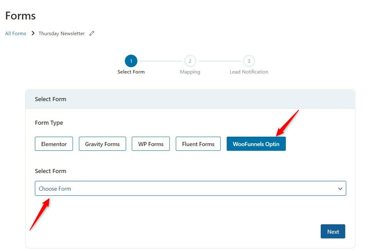 Choosing the form builder