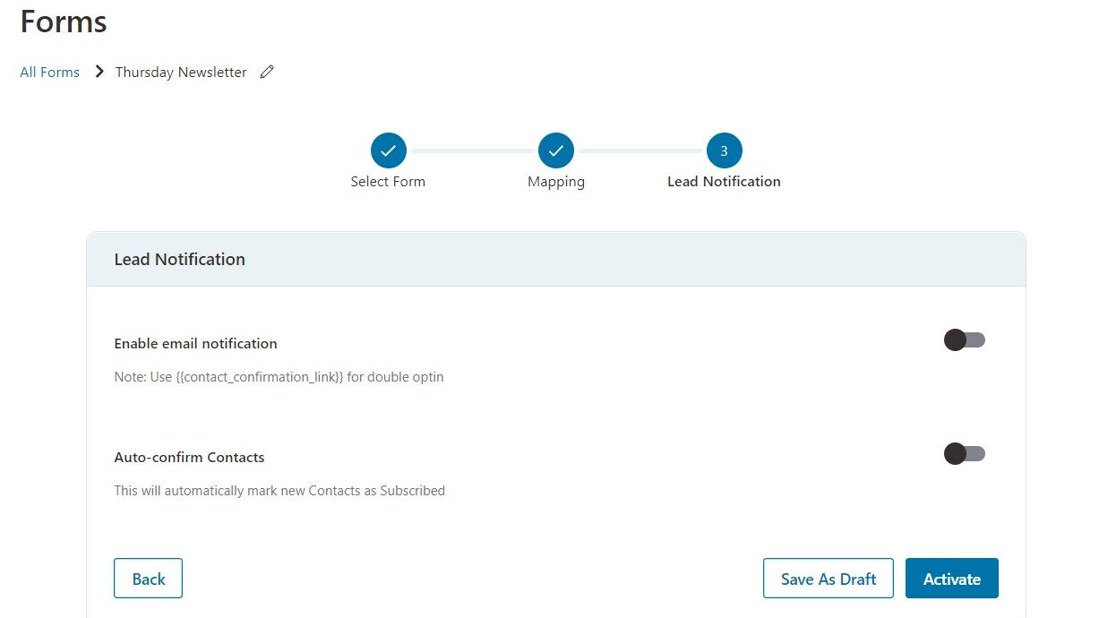 additional lead notification settings