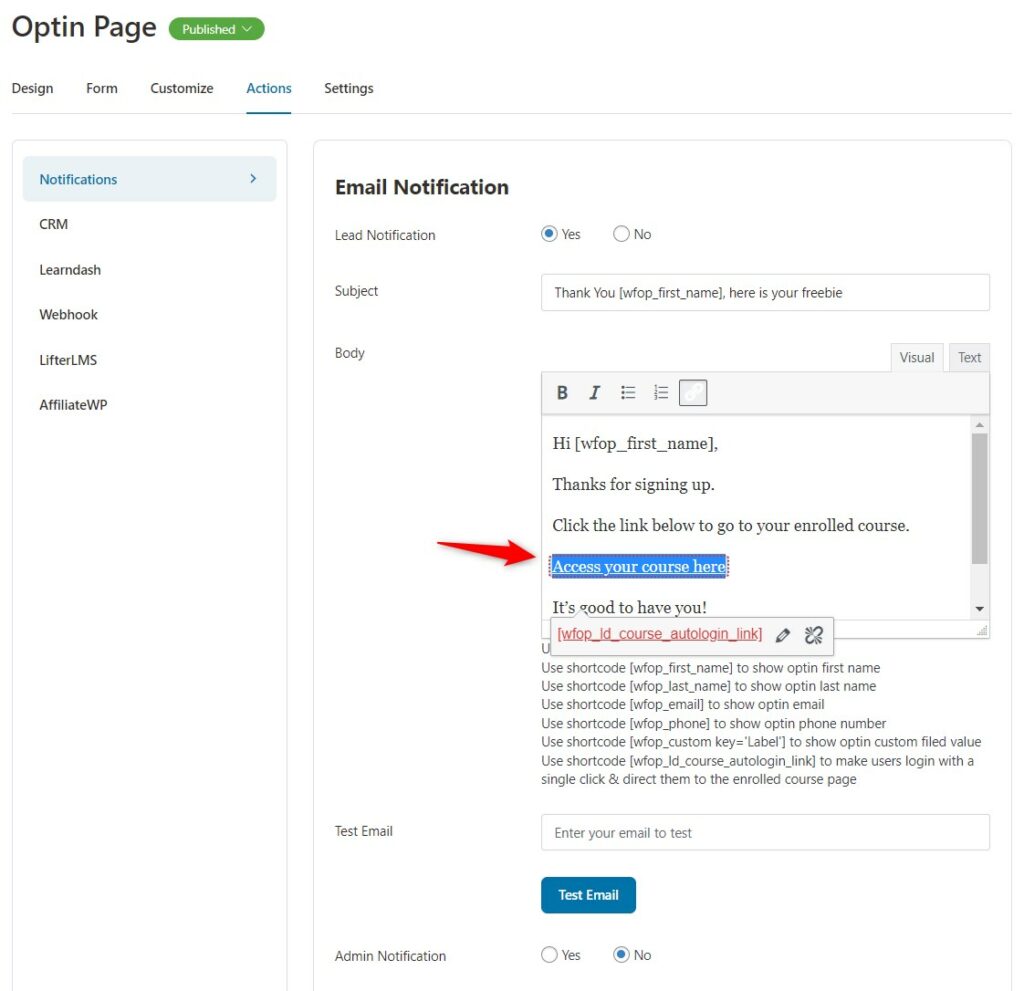 Assign To Learndash Course Funnelkit 0253