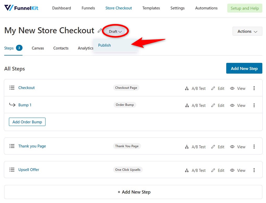 Publish your store checkout or global checkout