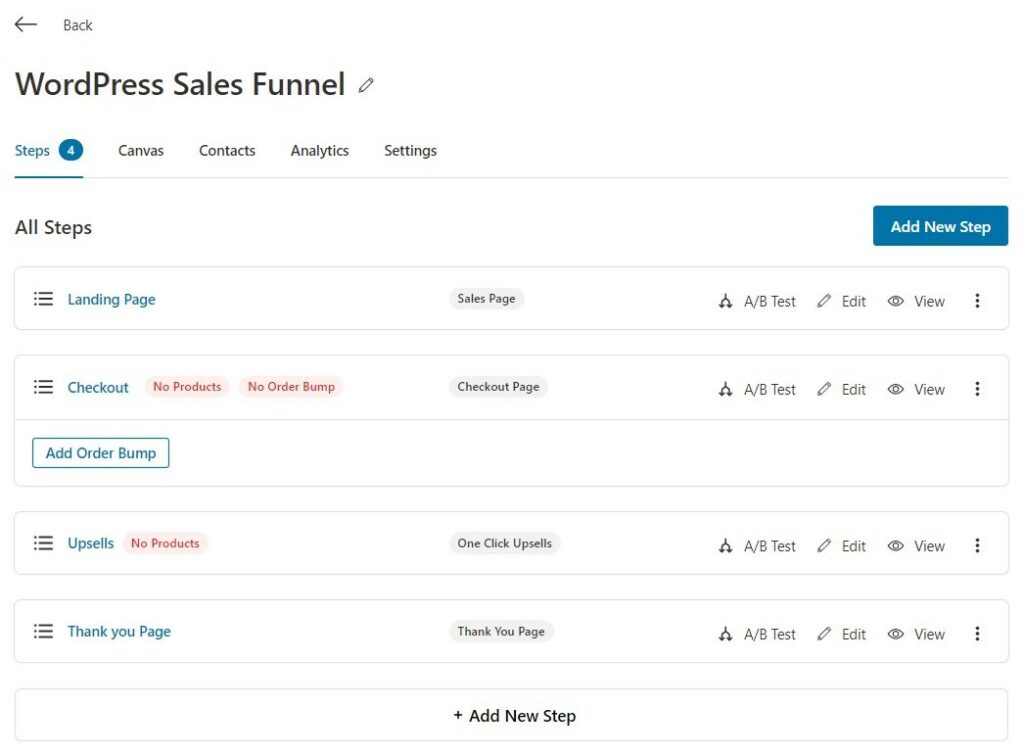 Steps in your sales funnel