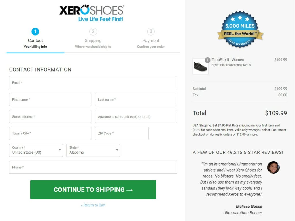 WooCommerce multi step checkout example from Xero Shoes