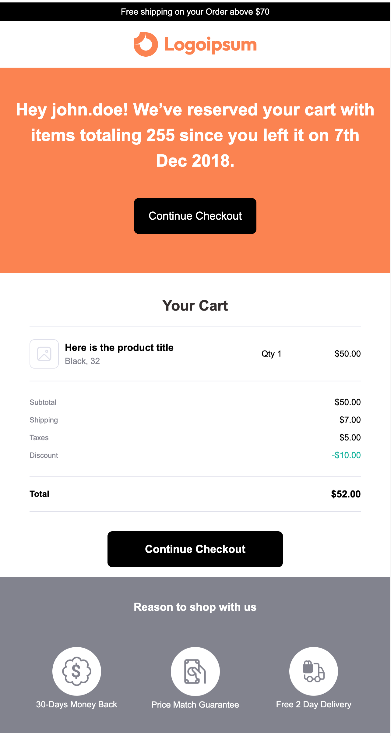 abandoned cart email with merge tags