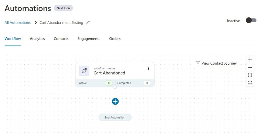Select 'Cart Abandoned' as your Event under WooCommerce