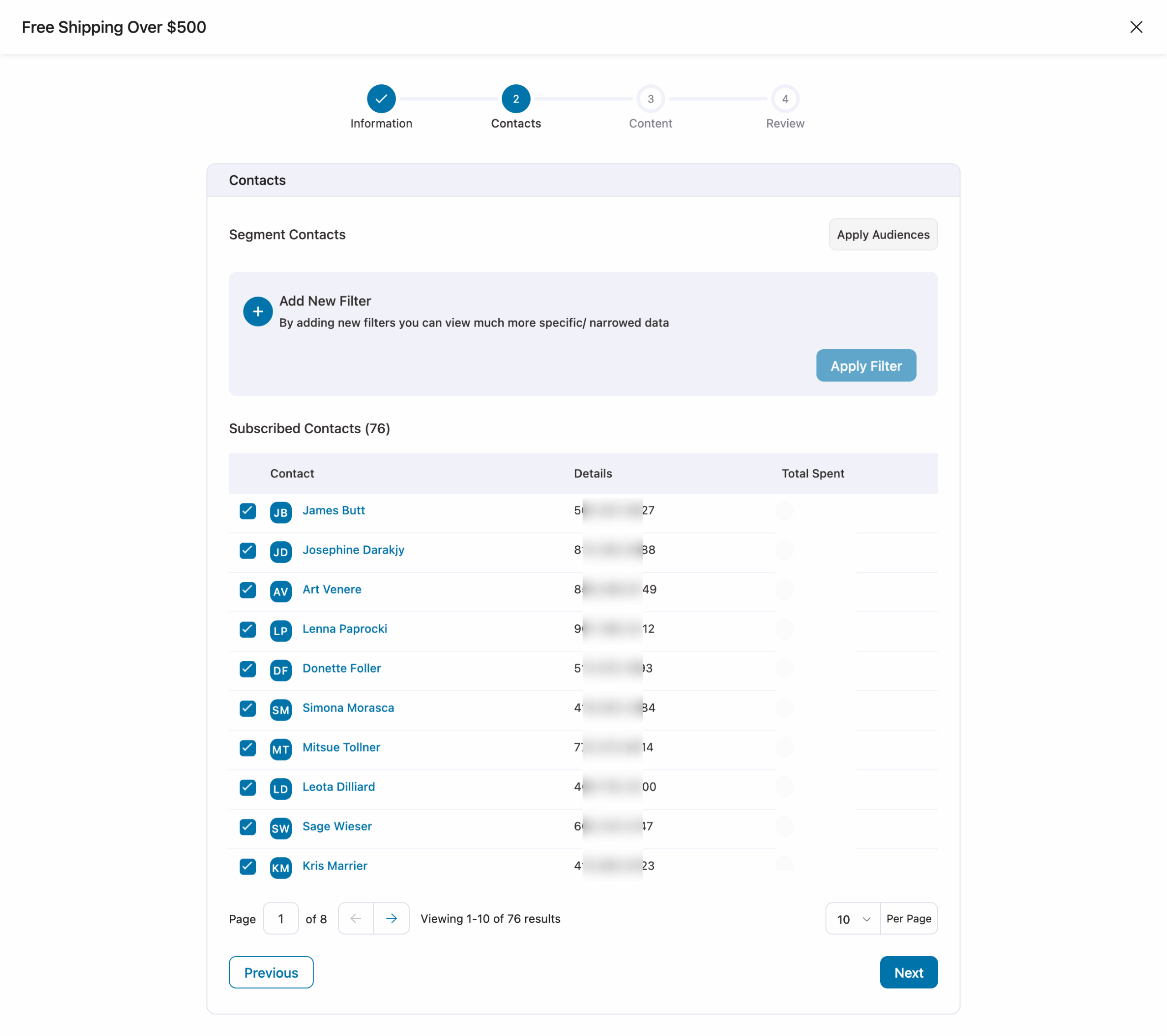 choose audience to send bulk sms 