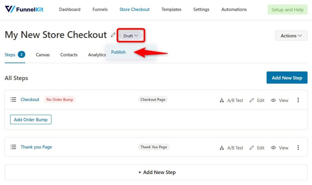 Publish your store checkout to make it live