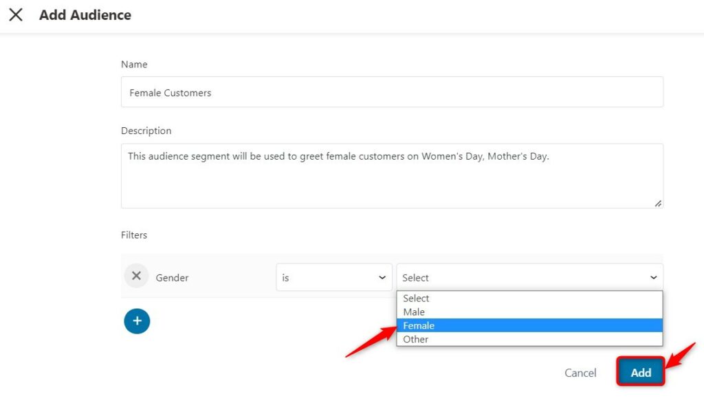 creating black friday email marketing gender-based customer segment