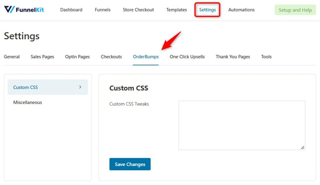 Order bump global settings