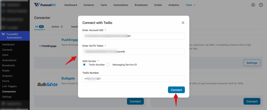 provide details and hit connect