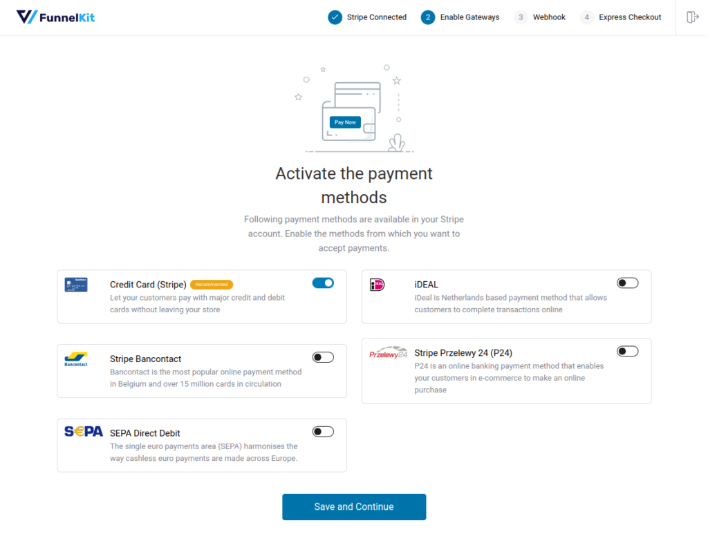 Enable the payment gateways