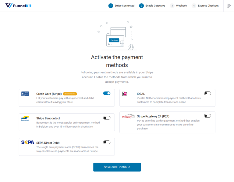 Activate the payment methods - How to Integrate Stripe with WooCommerce