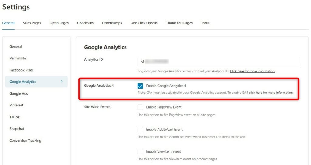 Enable Google Analytics 4