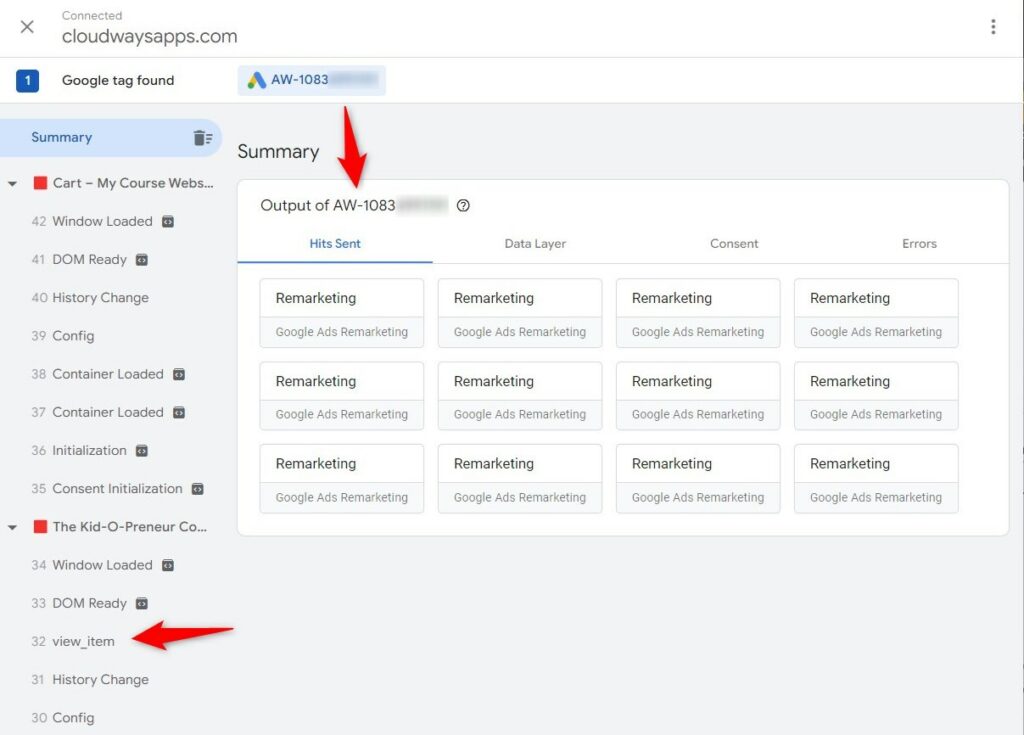 View Item and cart events for Google Ads conversion tracking