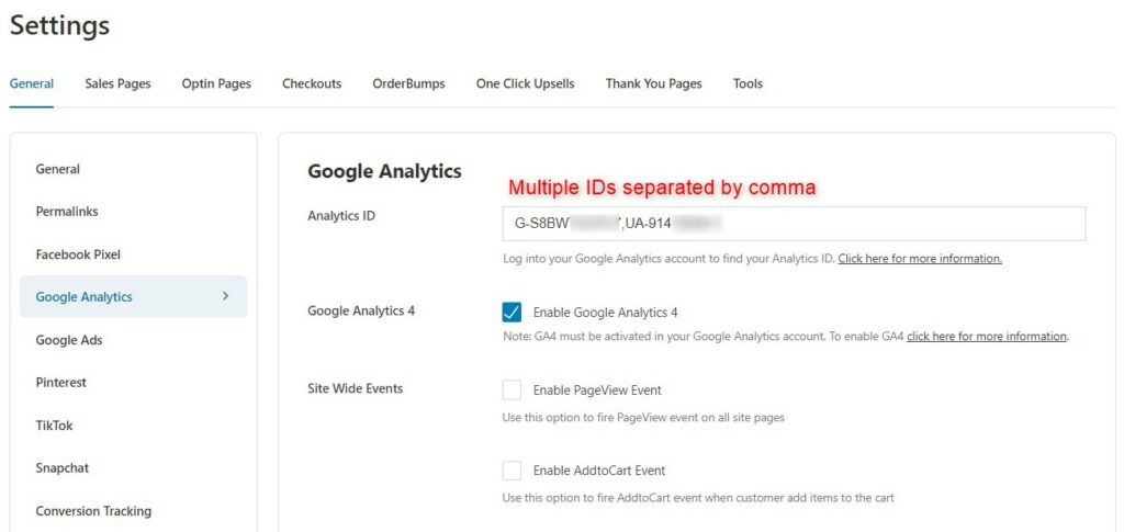 Enter multiple Google Analytics ID separated by comma to track - WooCommerce Google Analytics Integration