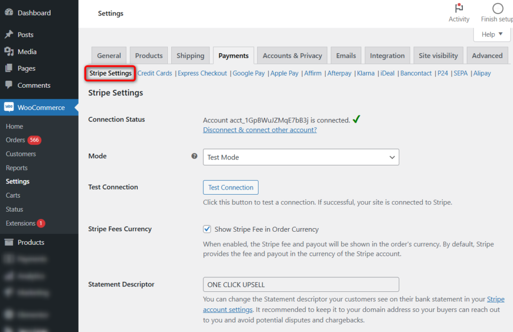 woocommerce stripe settings